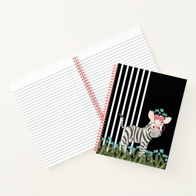 Cuaderno Espiral Cebra Camuflaje con Flores Azules (Interior)