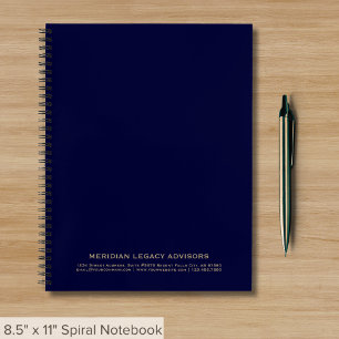 Cuaderno Espiral comercial elegante de la Marina Azul y Oro