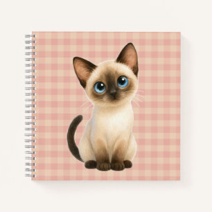 Cuaderno espiral con diseño de lindo gatito siamés