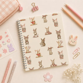 Cuaderno espiral con diseño de lindos conejitos