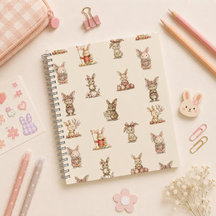 Cuaderno espiral con diseño de lindos conejitos