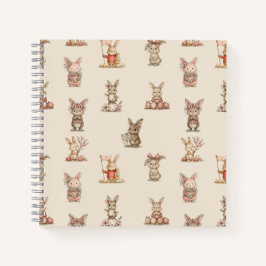 Cuaderno espiral con diseño de lindos conejitos