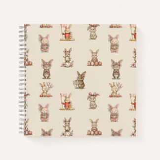 Cuaderno espiral con diseño de lindos conejitos