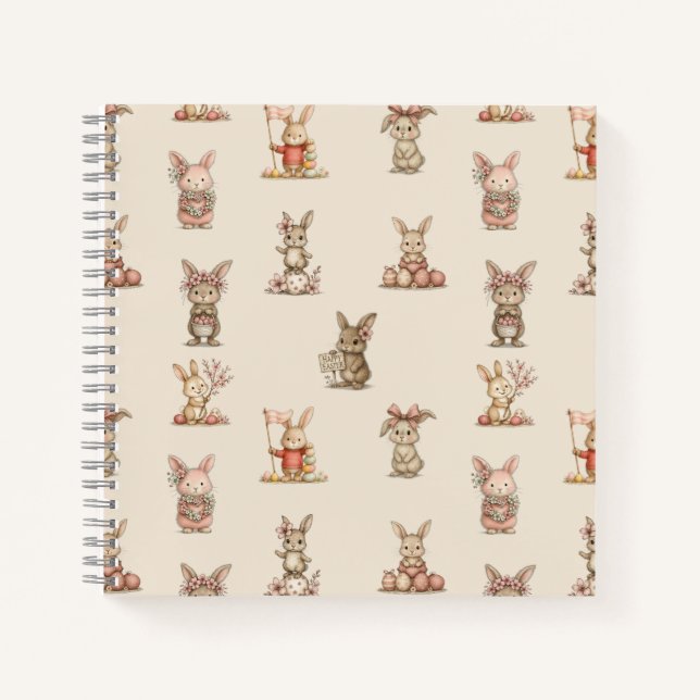 Cuaderno espiral con diseño de lindos conejitos (Anverso)
