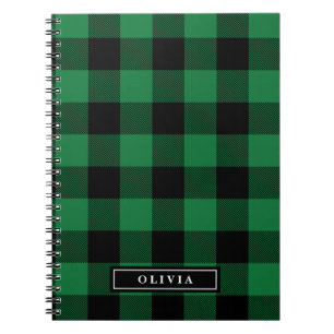 Cuaderno espiral con monograma de la tela escocesa