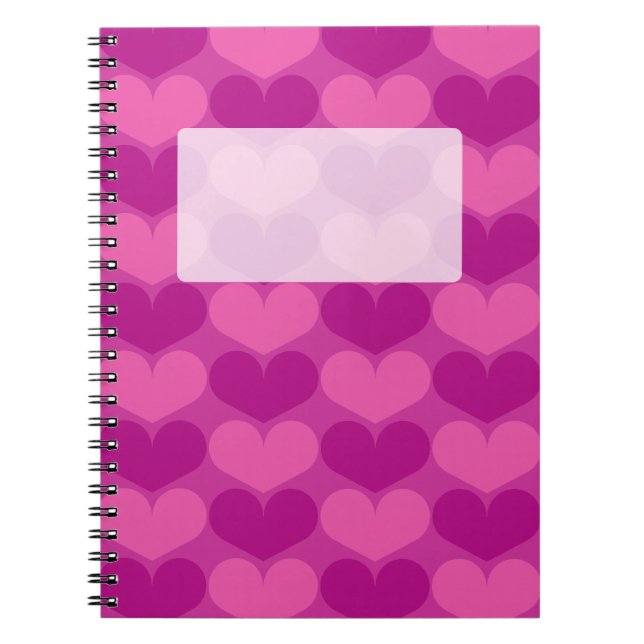 Cuaderno espiral con patrón de corazón rosa lindo (Frente)