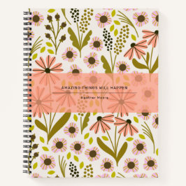 Cuaderno espiral con patrón de flores múltiples li