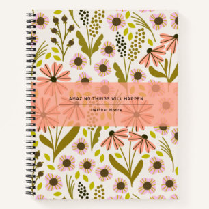 Cuaderno espiral con patrón de flores múltiples li