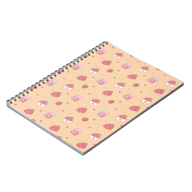 Cuaderno espiral con patrón de fresa adorable (Lado Izquierdo)