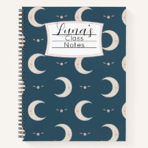 Cuaderno espiral con patrón de luna personalizado 