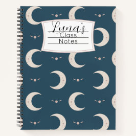 Cuaderno espiral con patrón de luna personalizado 