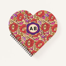 Cuaderno espiral con patrón floral de ojo afortuna
