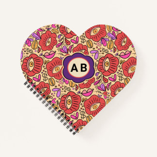 Cuaderno espiral con patrón floral de ojo afortuna