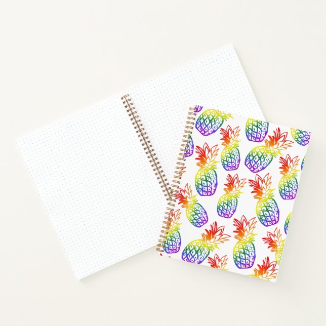 Cuaderno espiral con piña arco iris (Interior)