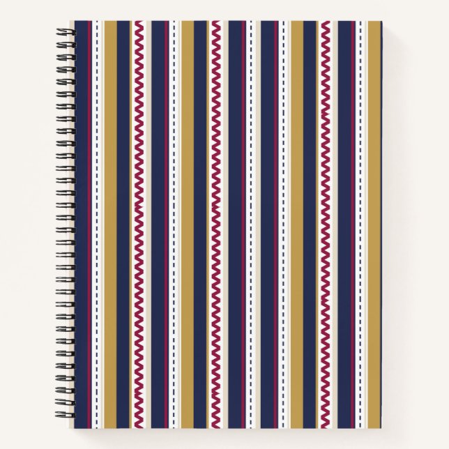 Cuaderno espiral con rayas verticales en azul mari (Anverso)