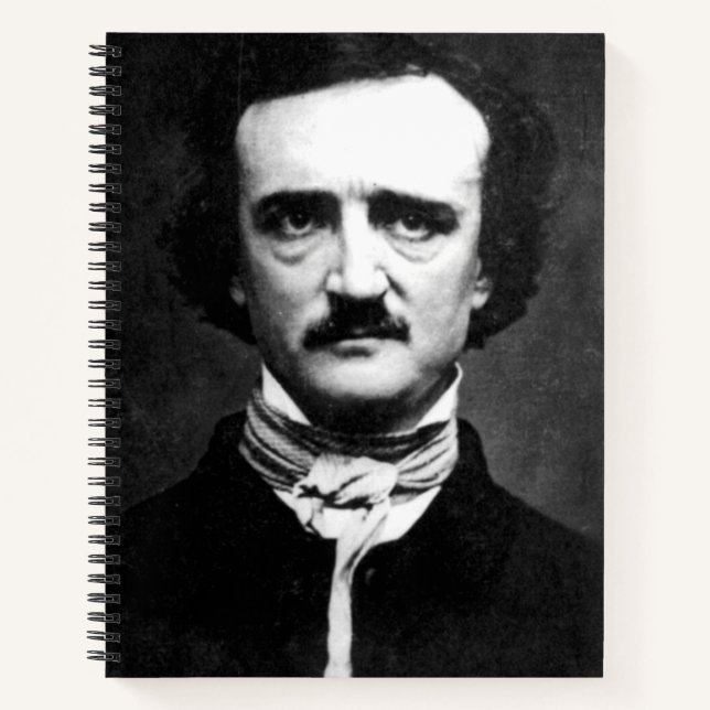 Cuaderno espiral con retrato de Edgar Allan Poe (Anverso)