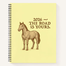 Cuaderno espiral con texto motivacional y caballo