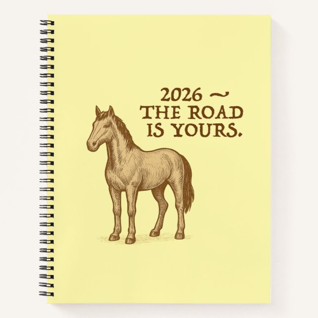 Cuaderno espiral con texto motivacional y caballo (Anverso)