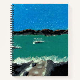 Cuaderno espiral con vista al océano