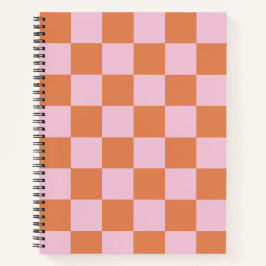 Cuaderno espiral cuadriculado rosa y rojo