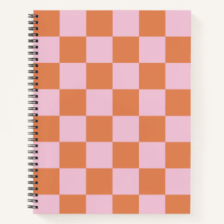 Cuaderno espiral cuadriculado rosa y rojo