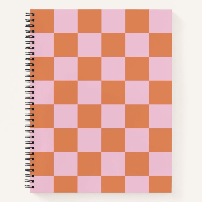 Cuaderno espiral cuadriculado rosa y rojo (Anverso)