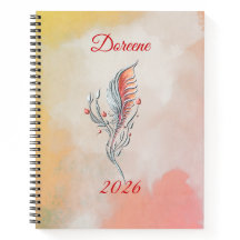 Cuaderno Espiral de Acuarela Floral Pluma Elegante