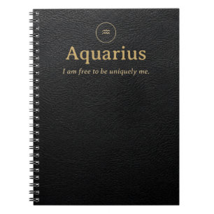 Cuaderno espiral de Acuario - Aspecto de cuero sin