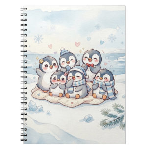 Cuaderno espiral de amigos pingüinos lindos