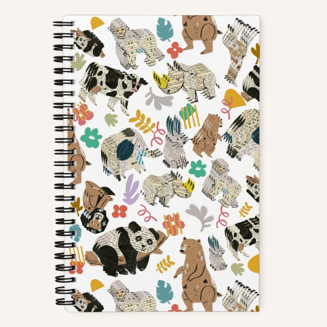 Cuaderno Espiral de animales de arte reciclado deliciosamen (Anverso)