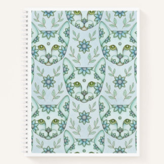Cuaderno espiral de AQUA CATS con FLORES