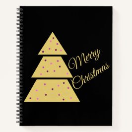 Cuaderno espiral de árbol de Navidad dorado