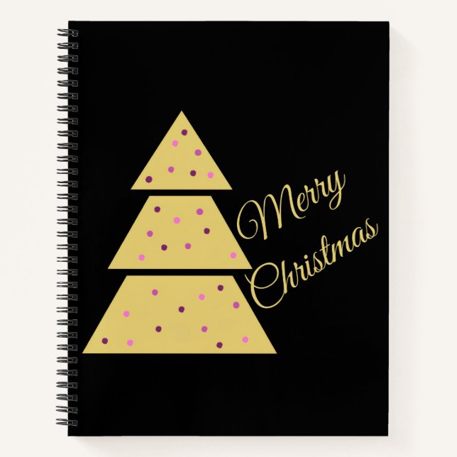 Cuaderno espiral de árbol de Navidad dorado (Anverso)