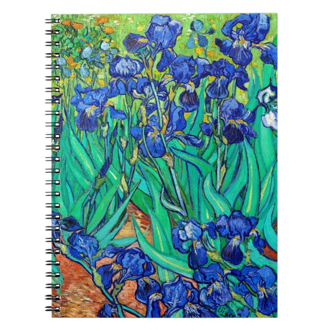 Cuaderno Espiral de arte botánico de Irises Vincent Van Gog (Frente)