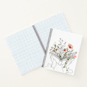 Cuaderno espiral de arte de línea botánica de Bloo