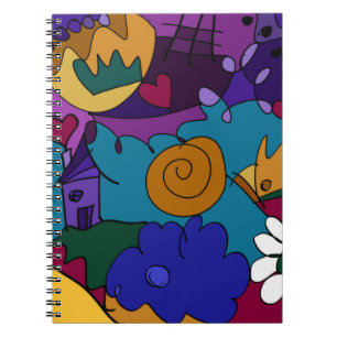 Cuaderno espiral de arte doodle colorido y diverti