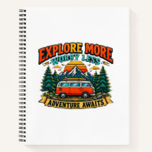 Cuaderno espiral de aventuras retro para acampar