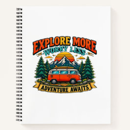 Cuaderno espiral de aventuras retro para acampar