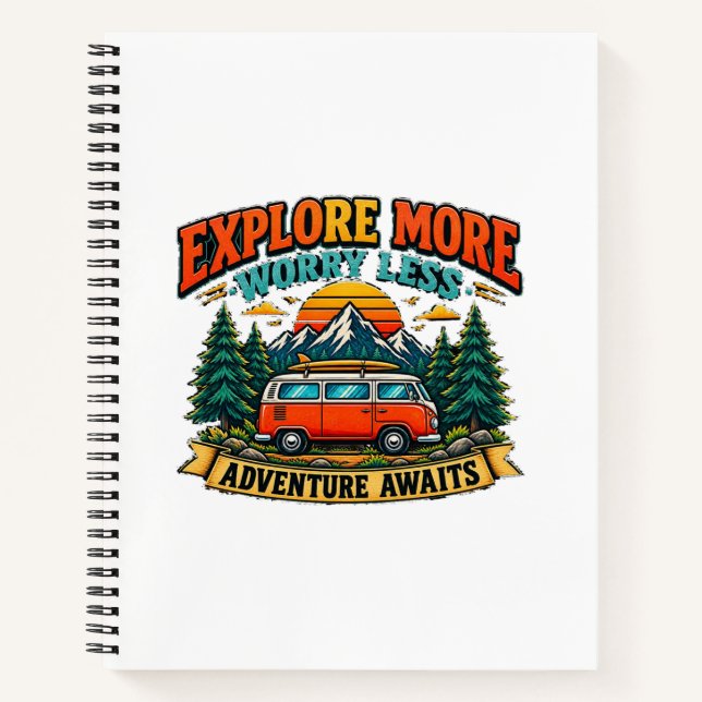 Cuaderno espiral de aventuras retro para acampar (Anverso)