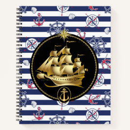 Cuaderno espiral de barco de vela alto