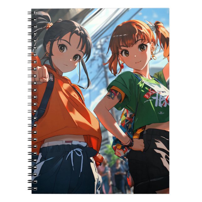Cuaderno Espiral de bloc de notas de Chica animado japonés (Frente)