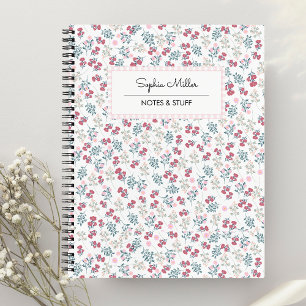Cuaderno Espiral de bloc de notas de Coquette floral de est