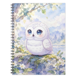 Cuaderno espiral de búho blanco lindo
