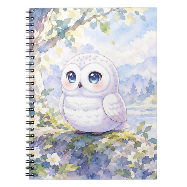 Cuaderno espiral de búho blanco lindo (Frente)