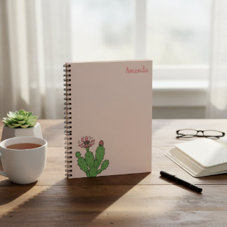 Cuaderno espiral de cactus con nombre personalizad