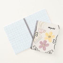 Cuaderno espiral de café y flores para amantes de