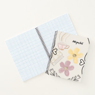 Cuaderno espiral de café y flores para amantes de 
