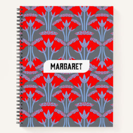 Cuaderno espiral de campanilla roja personalizado 