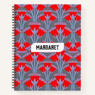 Cuaderno espiral de campanilla roja personalizado 