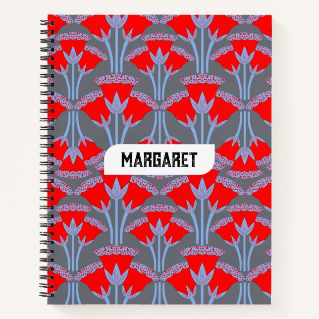 Cuaderno espiral de campanilla roja personalizado  (Anverso)